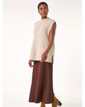 Roman Knitted Midi Stretch Skirt - Natural