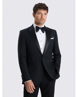 Moss Tailored Fit Wool Blend Peak Lapel Tuxedo Jacket - Blue