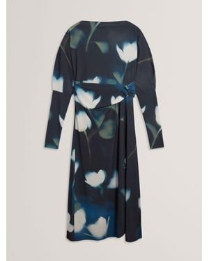 Ted Baker Talhaaa Printed Jersey Wrap Midi Dress - Blue