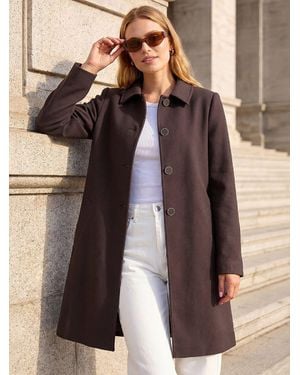 Roman Buttoned Swing Coat - Black