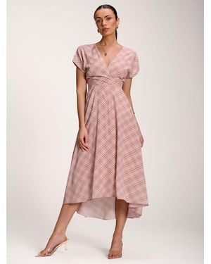 Jolie Moi Check Print Maxi Dress - Pink