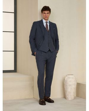 Next Slim Fit Wool Blend Flannel Suit Jacket - Blue