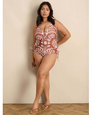 Live Unlimited Terracotta Print Tummy Control Tankini Bottoms - Natural