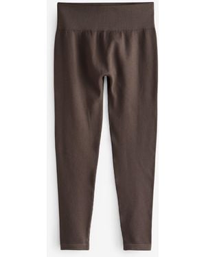 Next Ribbed Seamless High Waist Leggings - Brown