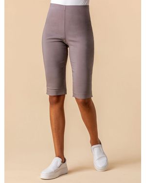Roman Knee Length Stretch Shorts - Natural