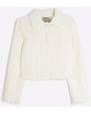 River Island Textured Collar Jacket - White