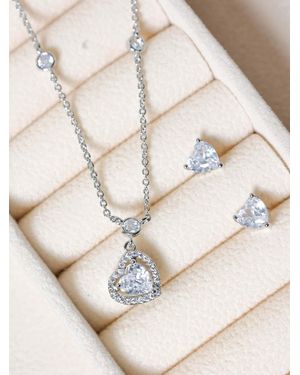 Jon Richard Cubic Zirconia Heart Drop Set Gift Box - Natural
