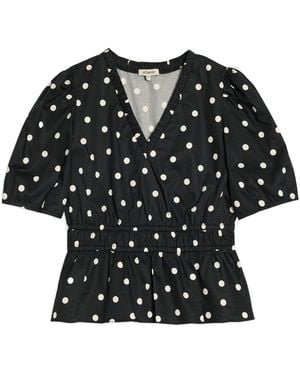 Albaray Large Spot Elastic Waist Top - Black