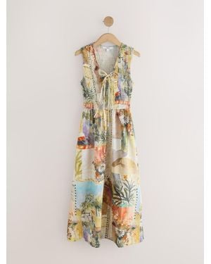 Next Shirred Body Tie Maxi Dress - Natural