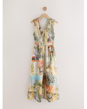 Next V-Neck Shirred Body Maxi Dress - Natural