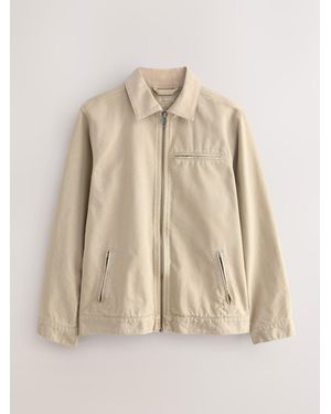 Next Canvas Worker Jacket With Corduroy Collar - Natural