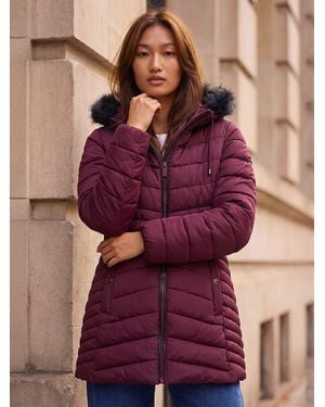 Roman Faux Fur Hooded Coat - Purple