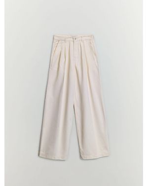 BHOEM Tapered High Rise Wide Leg Pants - White