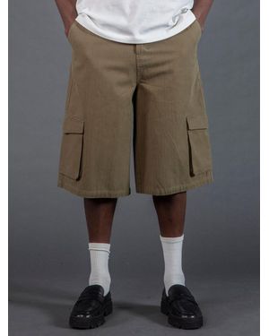 Religion Cargo Jort Herringbone 100% Cotton Shorts - Green