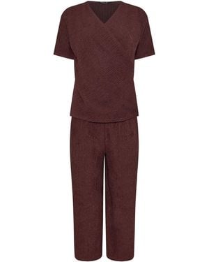 M Com Textured Top And Pants Set - Purple