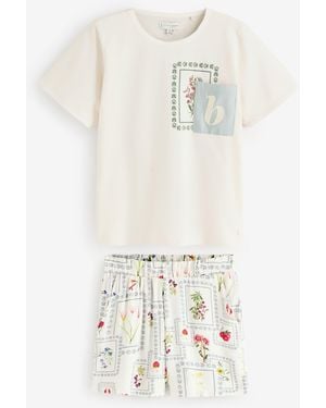 Ted Baker Cotton Viscose Pyjama Shorts Set - White