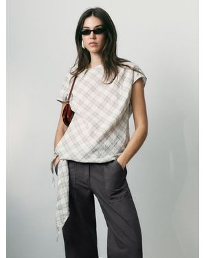 BHOEM Short Sleeve Blouse With Tie Detail Hem - Multicolour