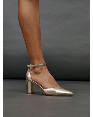 Linzi Leona Closed Back Court Block Heels - Gray