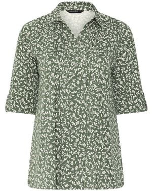 Evans Khaki Pintuck Henley Top - Green