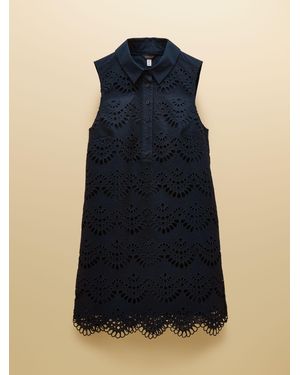 Joules Taylor Broderie Shift Mini Dress - Blue