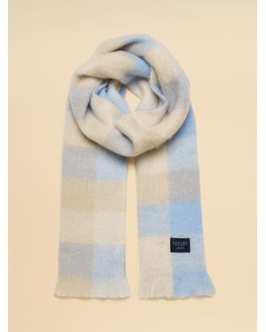 Joules Betsy & Ecru Gingham Brushed Scarf - Blue