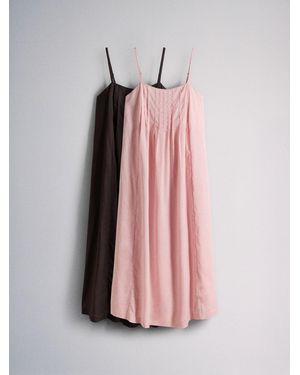 The Set 2 Pack Cotton Strappy Pleat Front Maxi Dresses - Pink