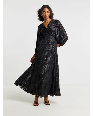 Joanna Hope Metallic Jacquard Maxi Dress - Schwarz