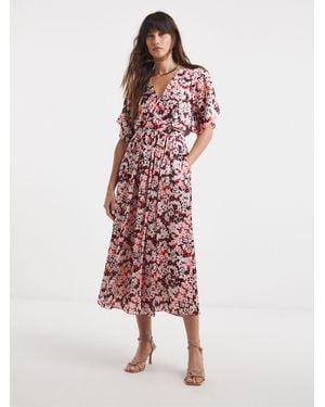 JD Williams Satin Yoryu Kimono Dress - Red