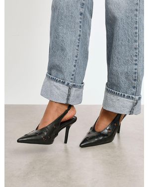 Linzi Abel Sligback Courts Heels With Eyelet Detail - Blue
