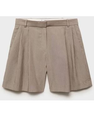 Mango Stripe Bermuda Suit Shorts - Natural