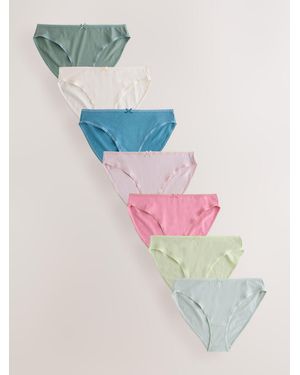 Next High Leg 100% Cotton Knickers 7 Pack - Green