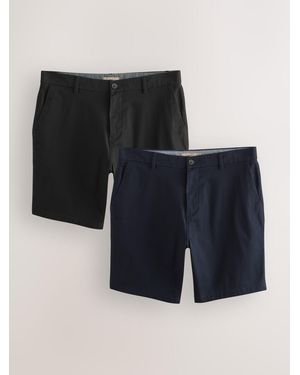 Next Straight Fit Stretch Chino Shorts 2 Pack - Black
