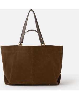 Accessorize Multi Strap Suede Tote Bag - Brown