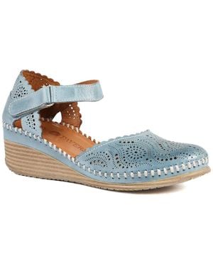 Pavers Casual Leather Touch Fasten Mary Janes - Blue
