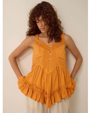 Monsoon Nixie Broderie Frill Cami Top - Orange