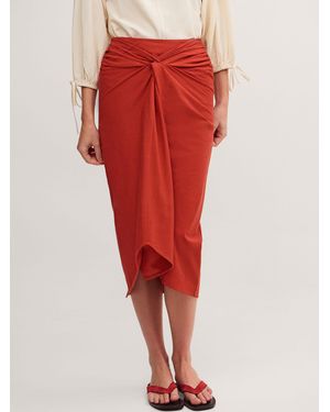 Monsoon Callie Thorpe X Linen Blend Sarong Skirt - Red