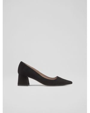 LK Bennett Suede Sloane Block Heel Courts - Black