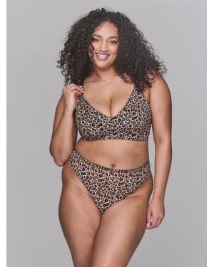 Lemonade Dolls Leopard Print Mesh High Waist Panties - Brown