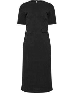 Long Tall Sally Scuba Button Tab Midi Dress - Black