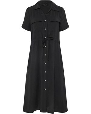 M Com Petite Short Sleeve Utility Shirt Dress - Black