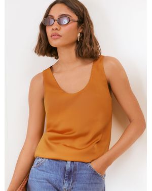 Friends Like These Satin Scoop Neck Vest Top - Orange