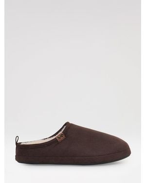 Threadbare Faux Chamois Fur Lined Mule Slippers - Brown