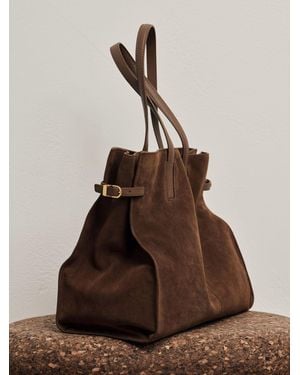 Reiss Indigo - Tan Suede Oversized Tote Bag, One - Brown