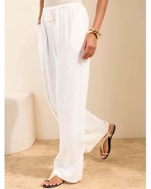 Friends Like These Wide Leg Tie Waist Linen Pants - Natural