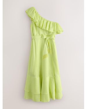 Next Frill One Shoulder Dress - Green