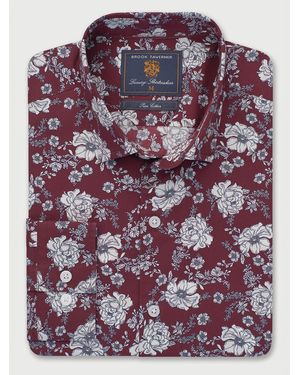 Brook Taverner Ornate Multi-Floral Print Cotton Shirt - Purple
