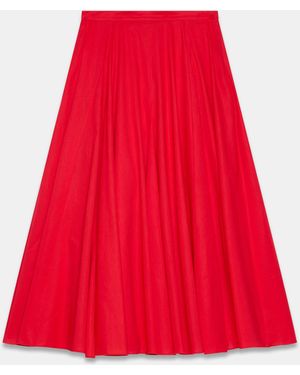 Mint Velvet Cotton Full Midi Skirt - Red