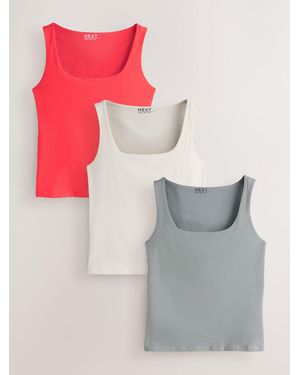 Next Square Neck Vest 3 Pack - Pink
