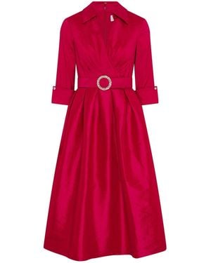 Gina Bacconi Ismene Fit And Flare Midi Dress - Red