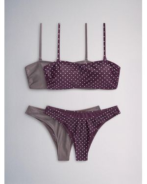 The Set 2 Pack Strappy Bandeau Bikini Set - Purple